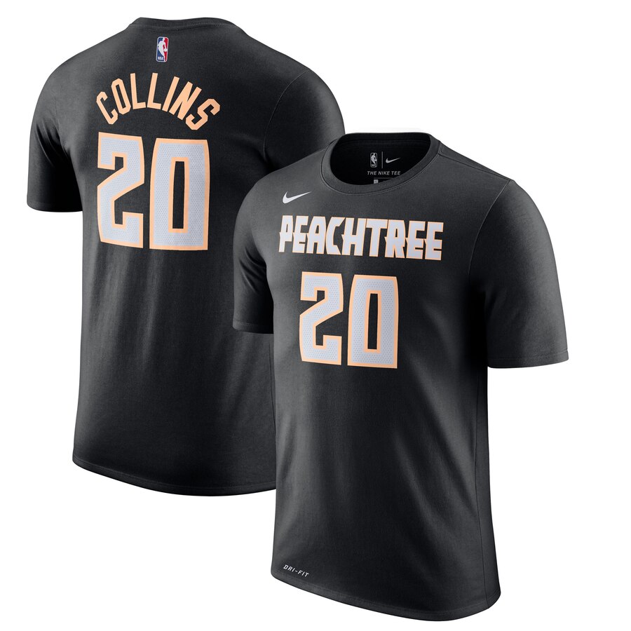 Men 2020 NBA Nike John Collins Atlanta Hawks Black 201920 City Edition Name Number TShirt